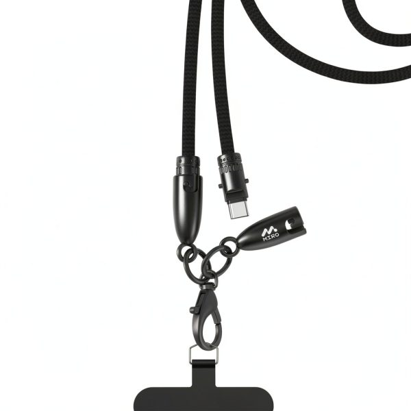 Neck Mounted Charging Cable 60W Lanyard Adjustable Black-1
