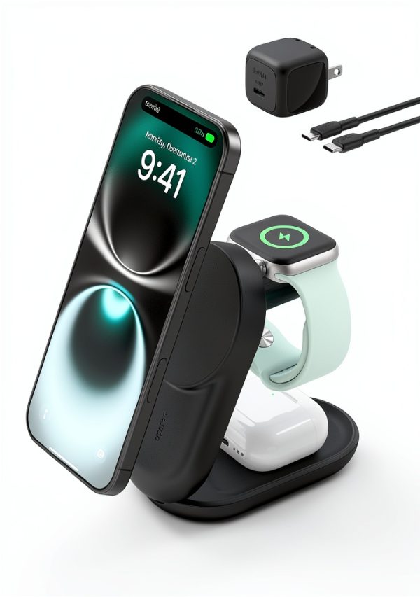 Belkin Qi2 Magnetic Charger Fast Foldable 3-in-1 Stand-0