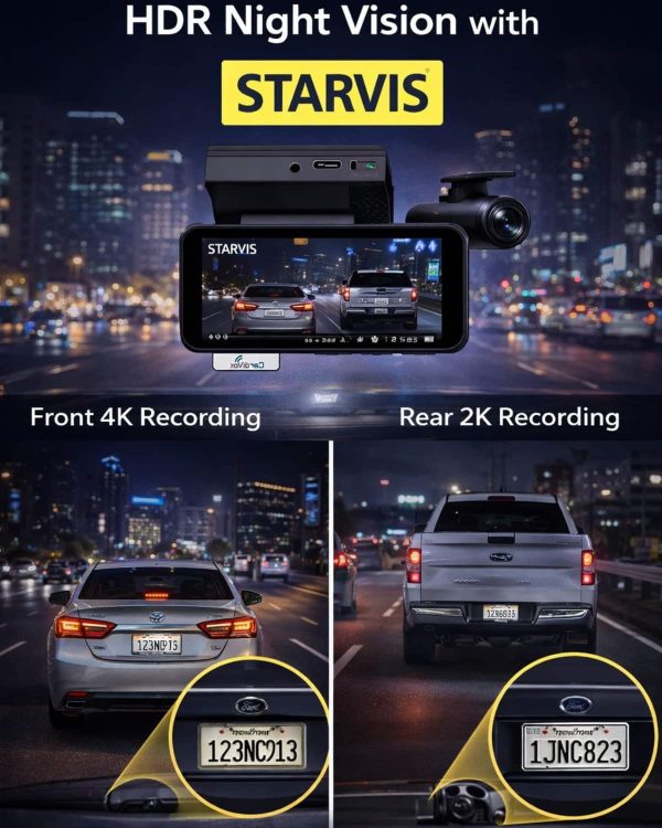 CardiVox A11 Dash Cam 4K Front 2K Rear SONY STARVIS Sensor-2