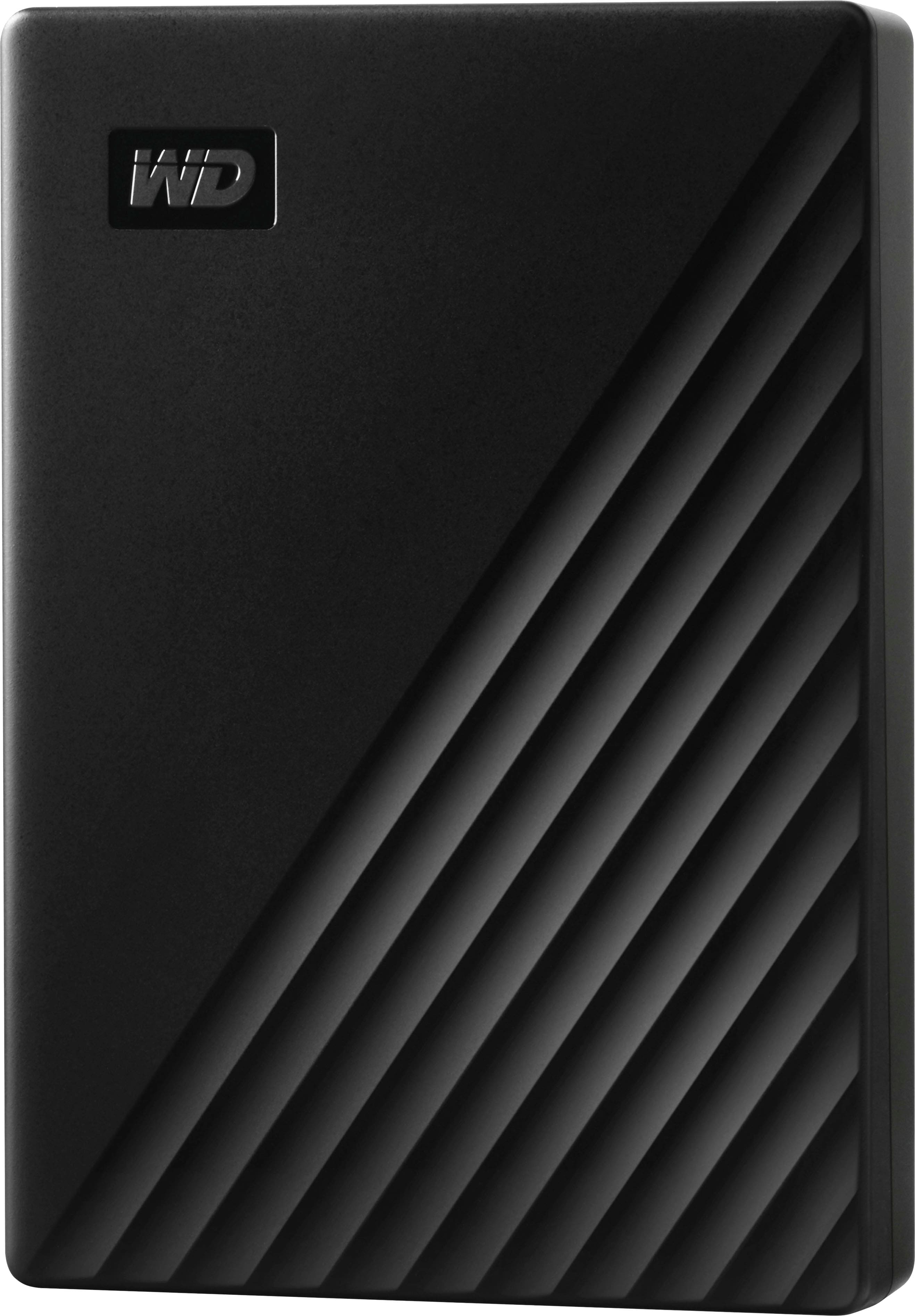 WD My Passport external hard drive connected to a laptop