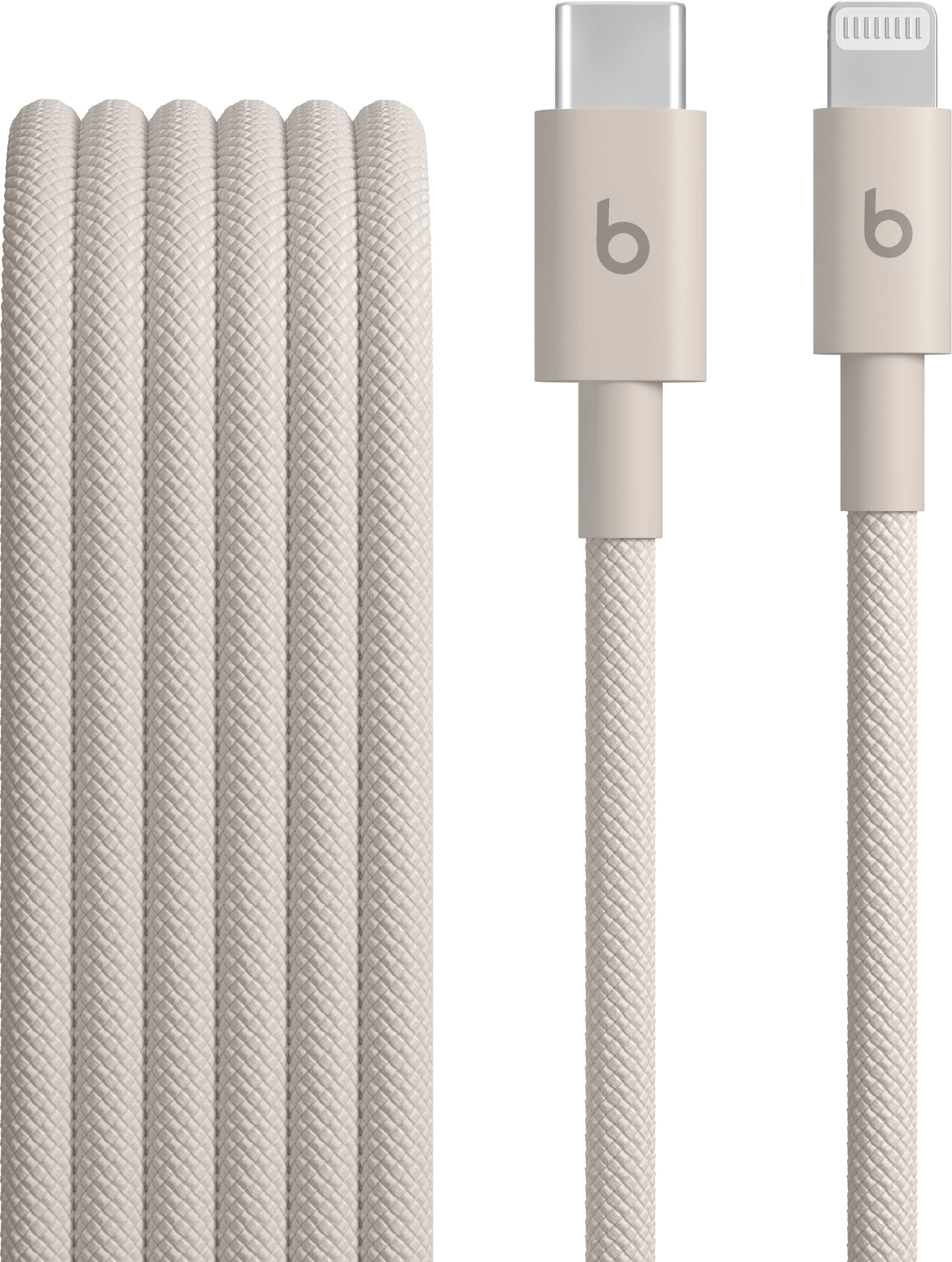 Beats braided USB-C to Lightning cable in use with an iPhone
