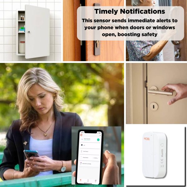 MOBI Smart Wifi Door Window Sensor Instant Alerts Automation-13