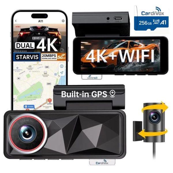 CardiVox A11 Dash Cam 4K Front 2K Rear SONY STARVIS Sensor-0
