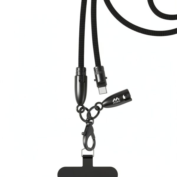 Neck Mounted Charging Cable 60W Lanyard Adjustable Black-8