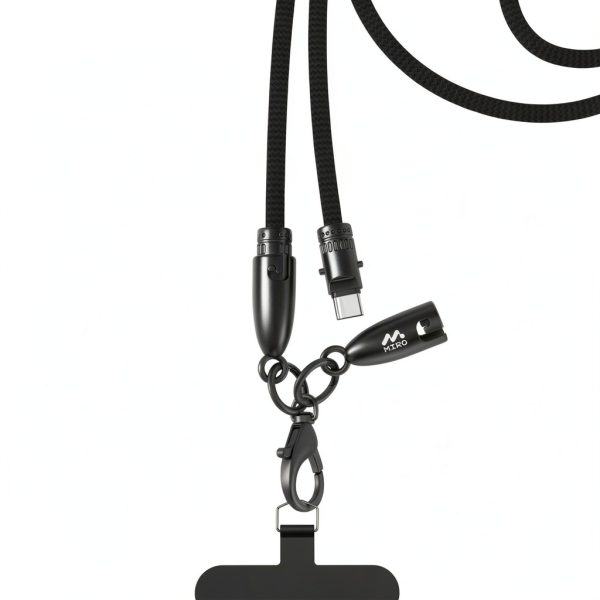 Neck Mounted Charging Cable 60W Lanyard Adjustable Black-3