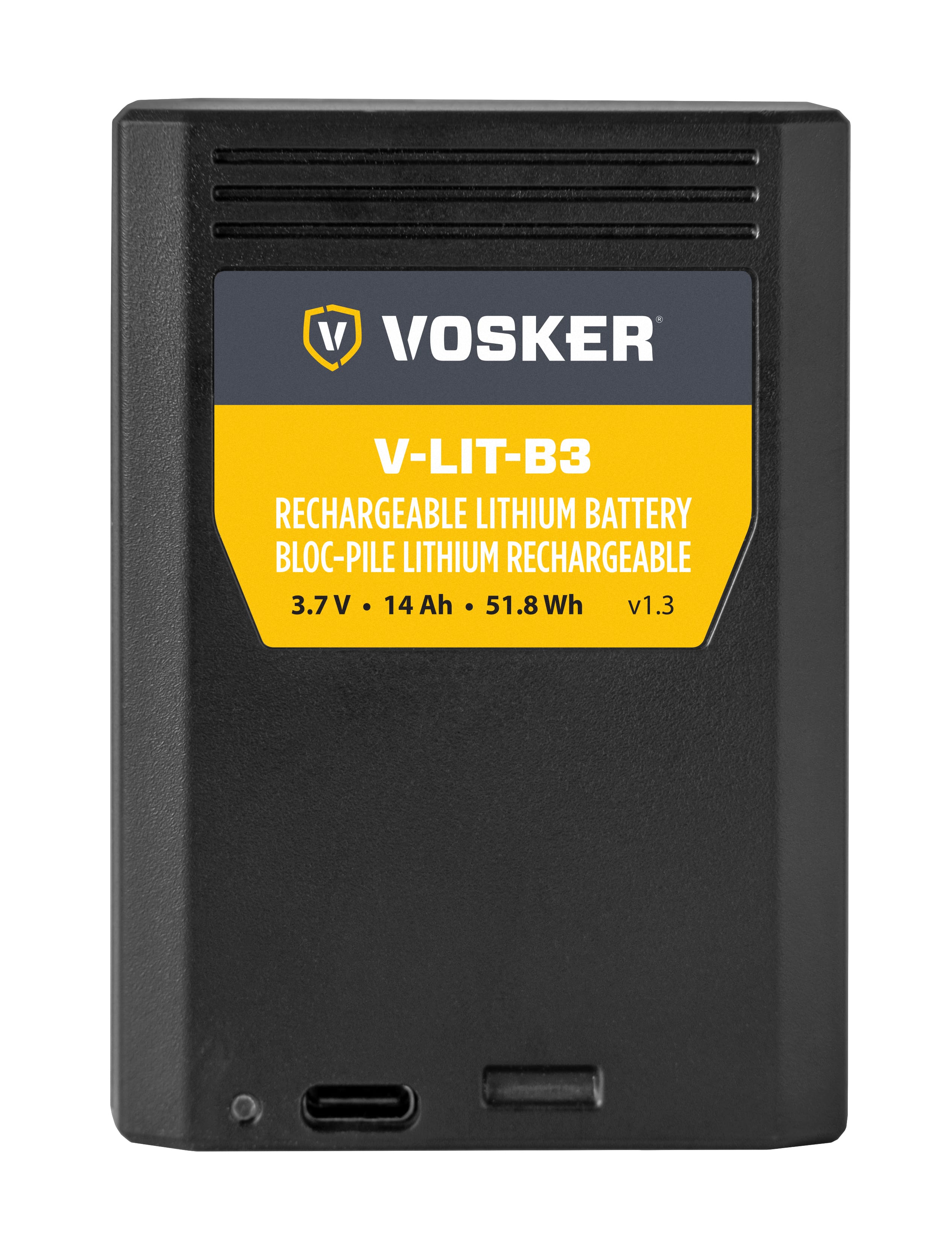 Vosker V300 battery pack showing USB Type-C port and compact design