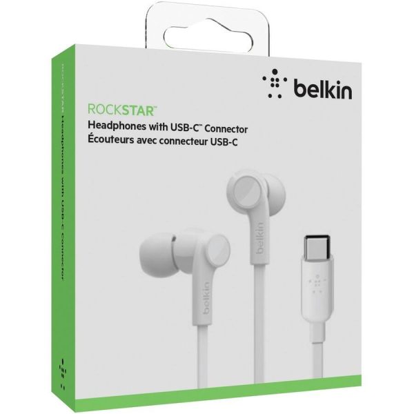 Belkin SoundForm Wired Earbuds USB C Stereo In Ear White-1