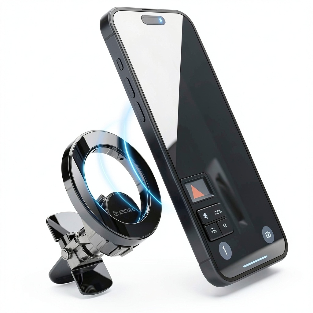 Esoulk magnetic car phone holder installed on a car vent