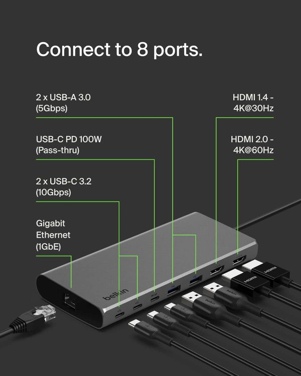 Silicon Motion USB C Hub 8 Port Dual Monitor Laptop-1
