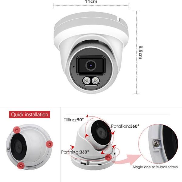Cluzine 8MP Full Time Color POE IP Camera Kit 4mm Lens-4