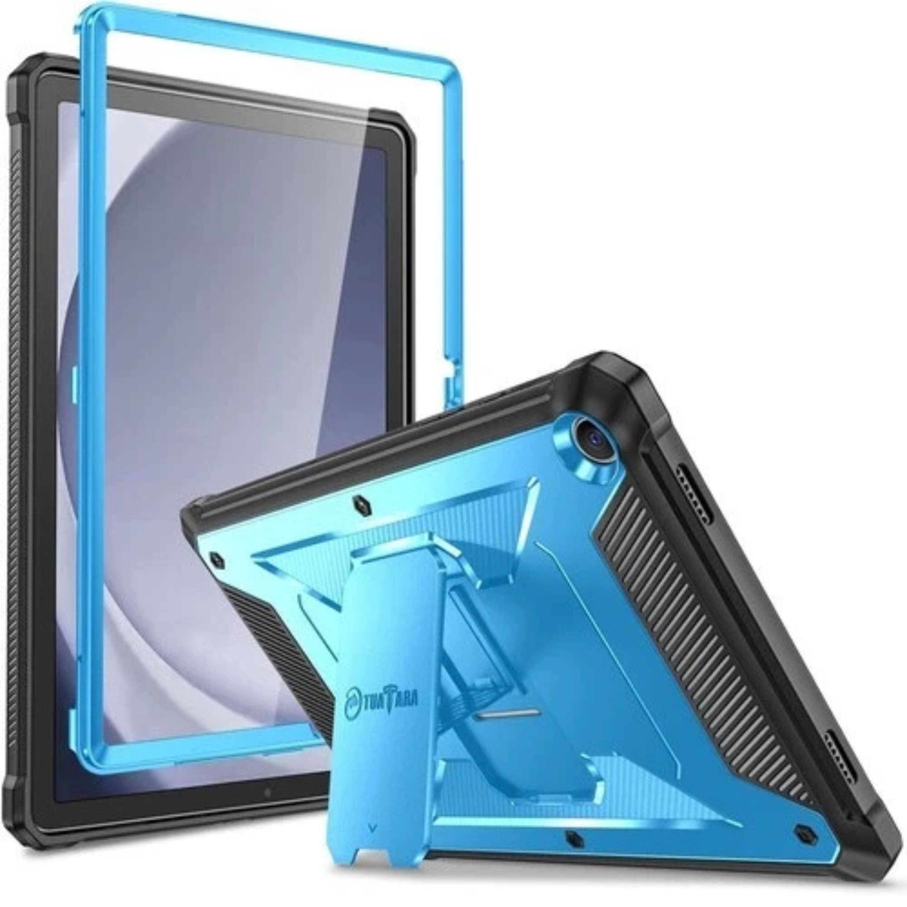 Samsung Galaxy Tab A9+ case showing dual-layer construction and color options