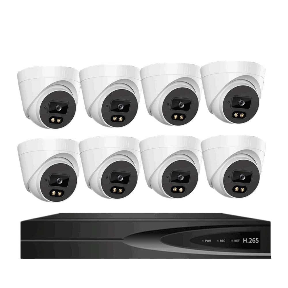 Cluzine 8MP POE IP Camera installed on a wall with clear daytime video