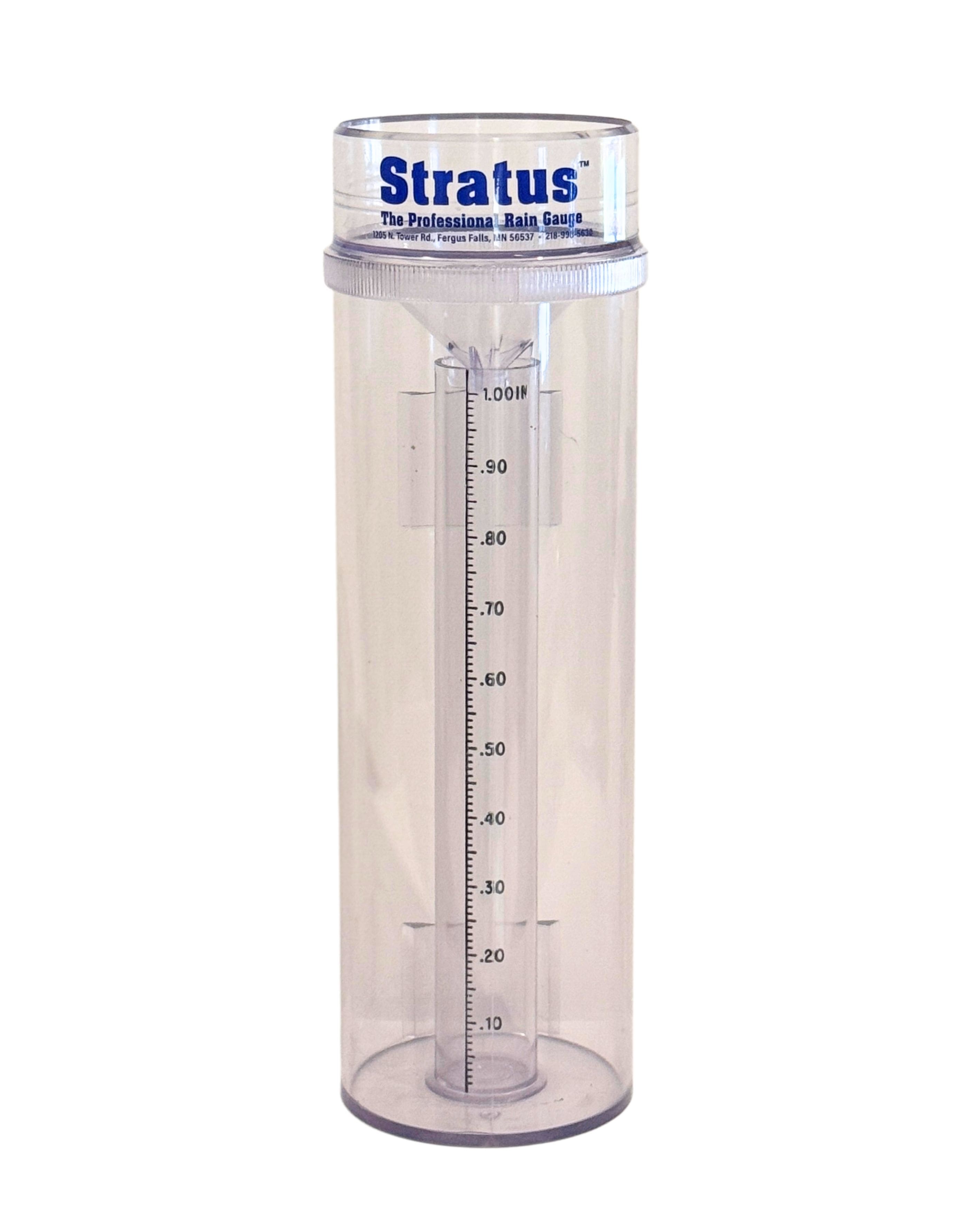 Stratus Rain Gauge mounted on a fence in a garden