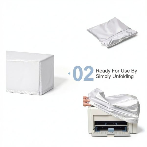 Printer Dust Cover Silver Polyester Water Resistant Office-3