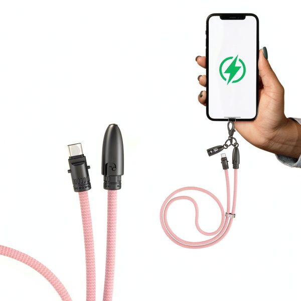 Neck Mounted Charging Cable 60W Lanyard Adjustable Black-7