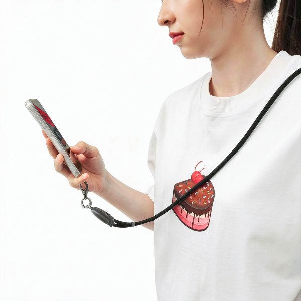 Neck Mounted Charging Cable 60W Lanyard Adjustable Black-4