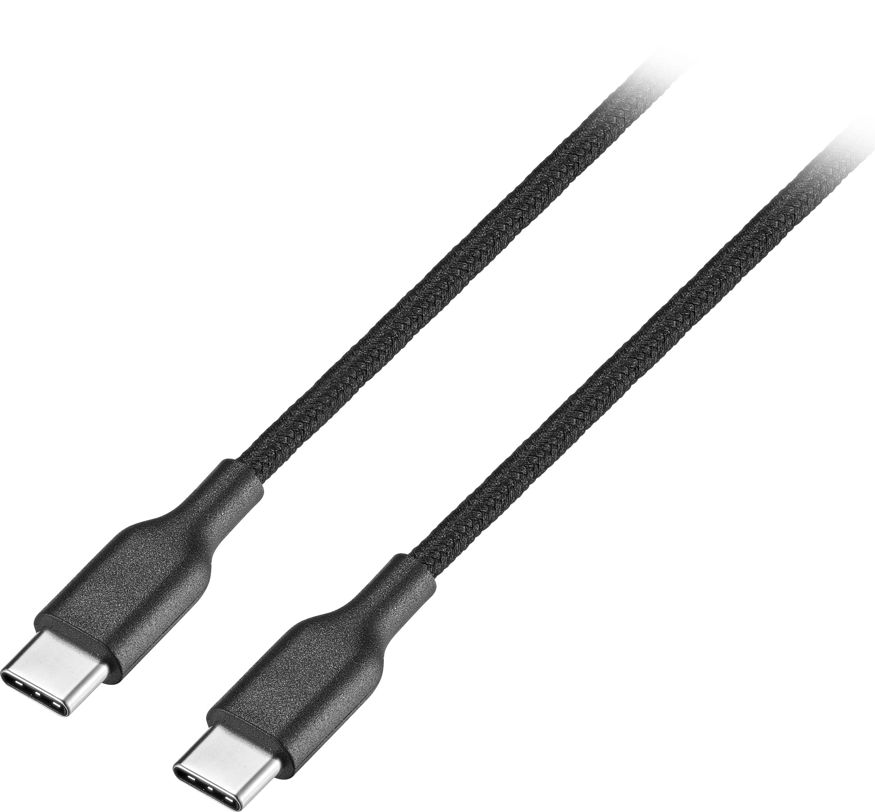 Best Buy USB-C Braided Cable charging smartphone on wooden desk