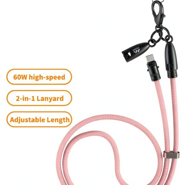 Neck Mounted Charging Cable 60W Lanyard Adjustable Black-6