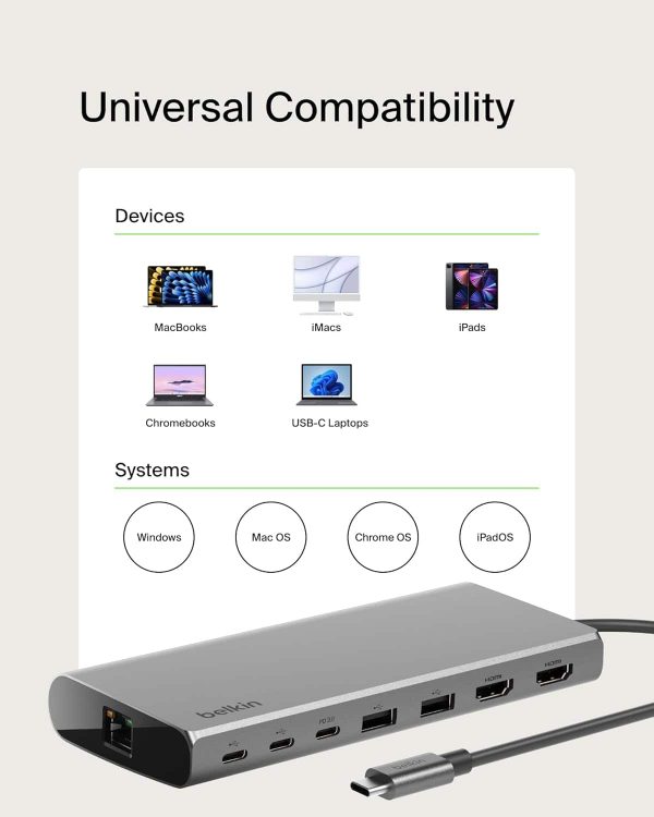 Silicon Motion USB C Hub 8 Port Dual Monitor Laptop-5